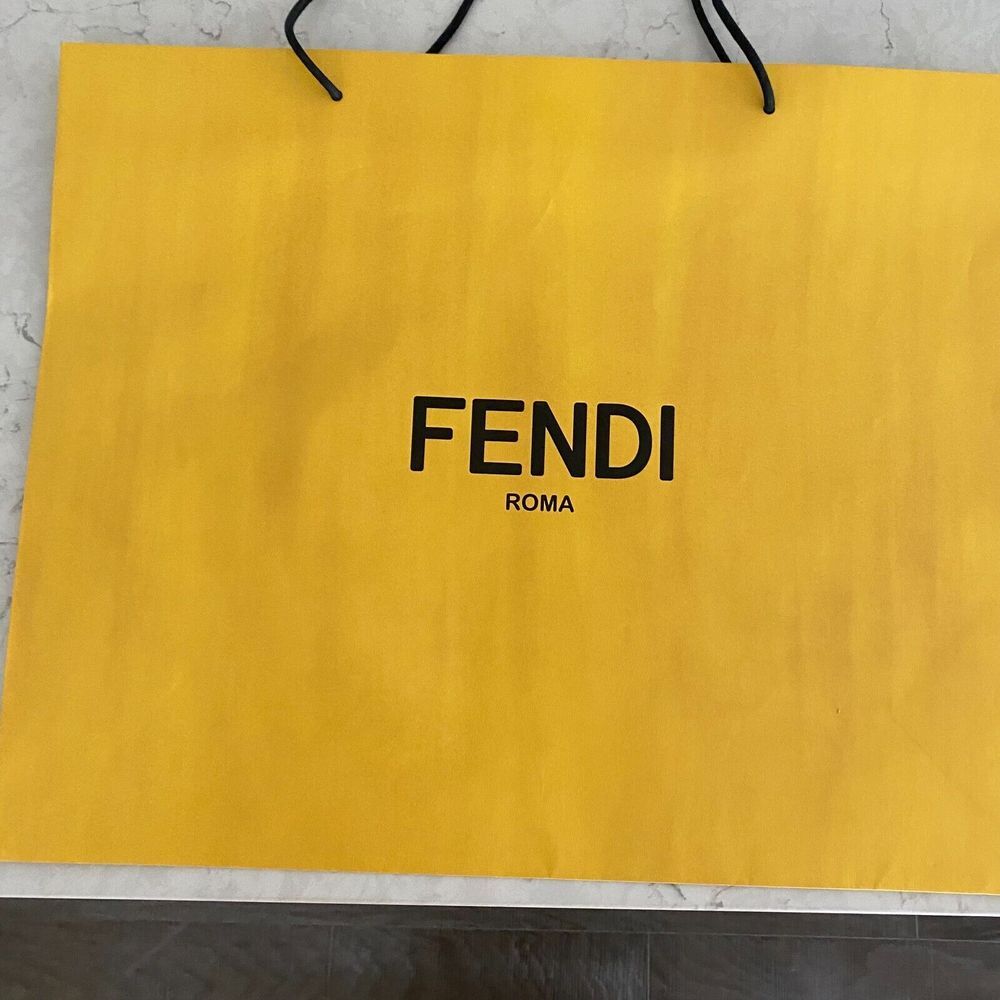 Fendi‎ Roma Yellow Paper Shopping Gift Bag with Rope Handle H 20"x W 24"x D 8"